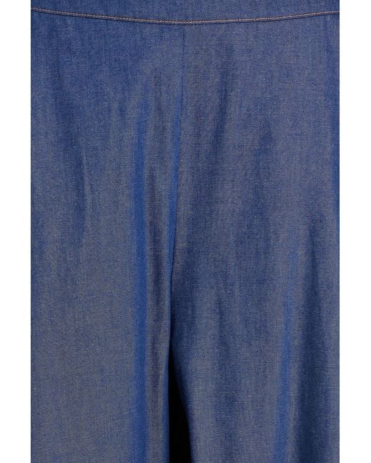 Palmer//Harding Blue Clarity Cotton-Chambray Wide-Leg Pants