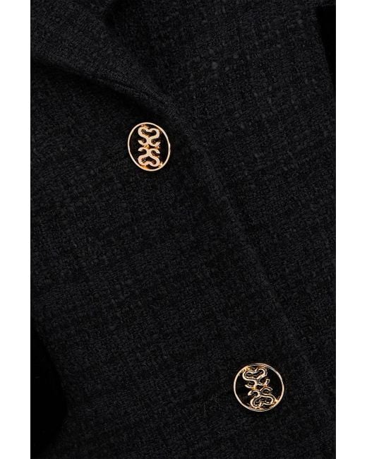 Sandro Black Velvet-Trimmed Tweed Jacket
