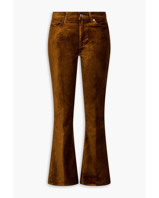 FRAME Brown Le High Flare Cotton-Blend Velvet Flared Pants