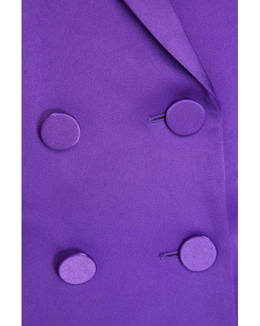 Alex Perry Purple Wells Double-breasted Satin-crepe Blazer