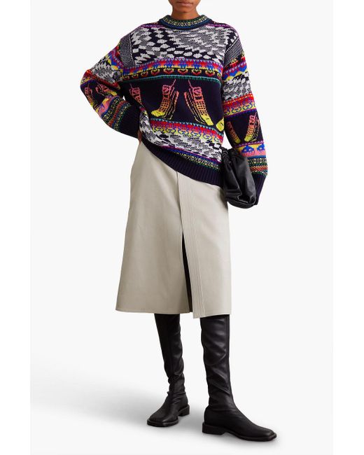 Stella McCartney Blue Keep In Touch Oversized Jacquard-knit Wool-blend Sweater