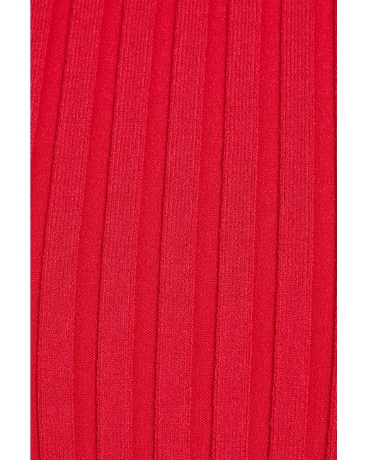 Aje. Red Delphie Twisted Cutout Ribbed-knit Sweater