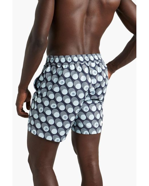 Frescobol Carioca Blue Short-length Printed Swim Shorts for men