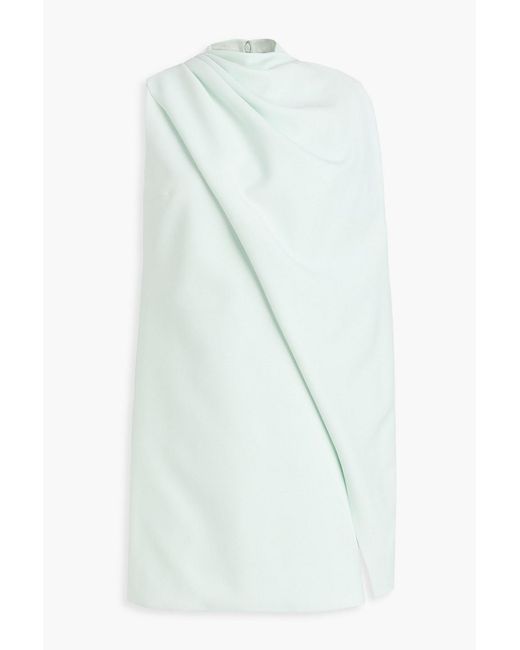 Safiyaa White Cape-Effect Draped Crepe Mini Dress