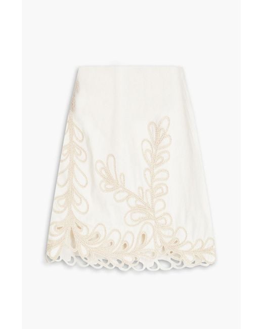Maje White Broderie Anglaise Cotton Mini Skirt