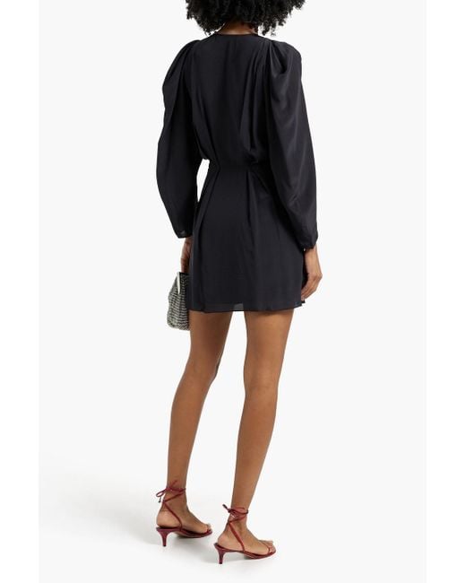 IRO Black Genara minikleid aus crêpe de chine aus seide mit wickeleffekt