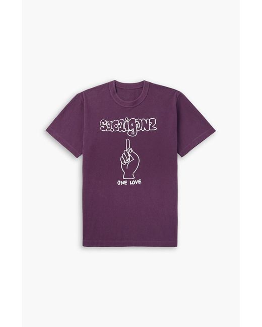 Sacai Purple Gonz One Love Printed Cotton-jersey T-shirt for men