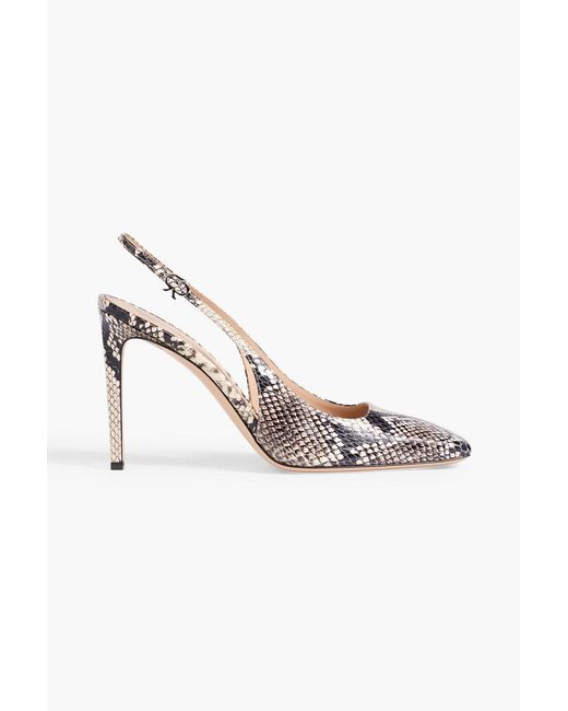 Gianvito Rossi Metallic Christina Snake-Effect Leather Slingback Pumps