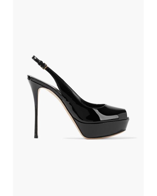 black platform slingback heels