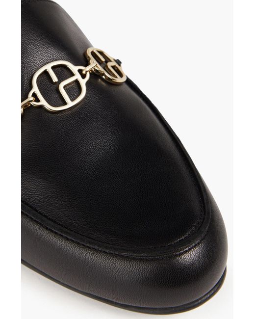 Claudie Pierlot Black Adelia Chain-embellished Leather Loafers