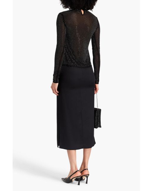 Jonathan Simkhai Black Crystal-Embellished Jersey Turtleneck Top