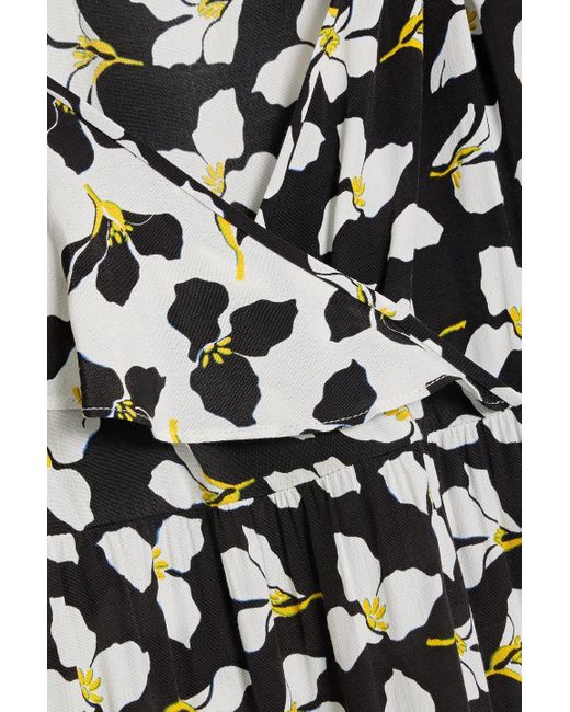 Diane von Furstenberg White Elisabetta Wrap-effect Floral-print Crepe Maxi Dress