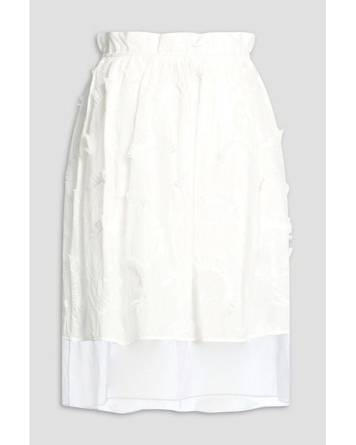 3.1 Phillip Lim White Fil Coupé Cotton-Organza Skirt