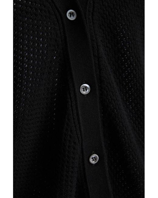 FRAME Black Pointelle-knit Cardigan