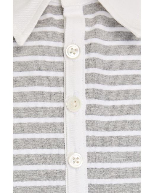 Thom Browne Gray Striped Cotton-jersey Polo Shirt for men