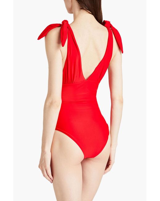 Rebecca Vallance Red Lucia Ruched Swimsuit