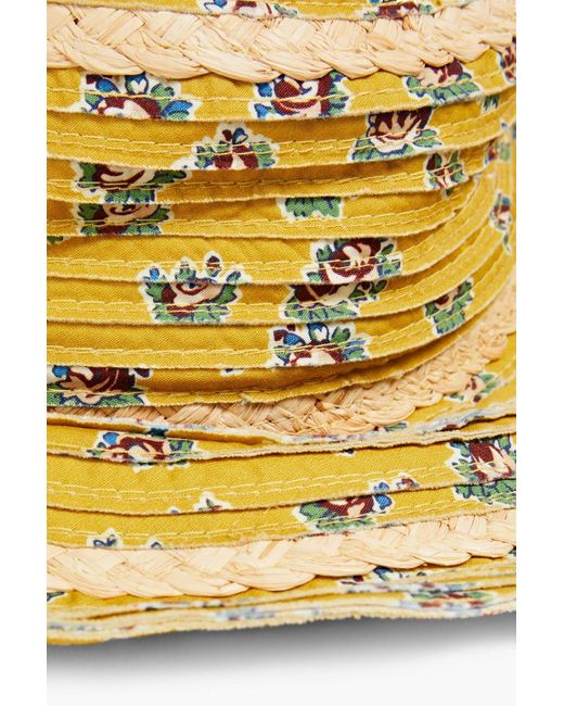 Tory Burch Yellow Sonnenhut aus baumwolle mit floralem print und falten