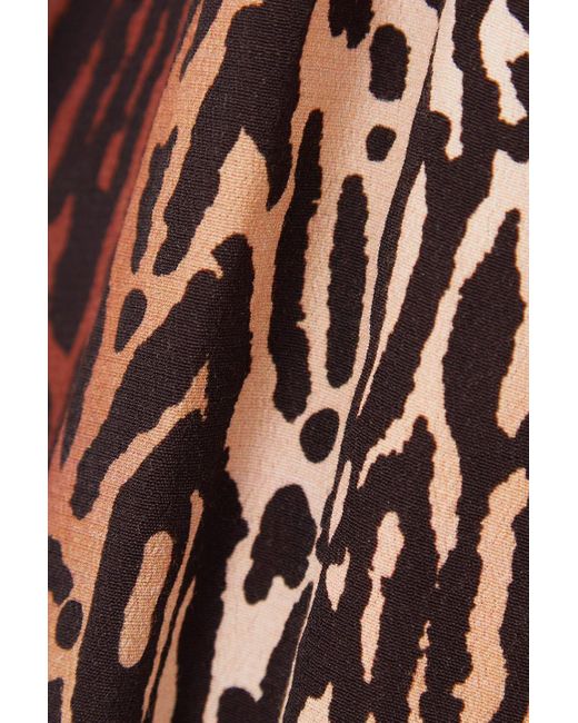 Rixo Brown Karen Crystal-embellished Leopard-print Crepe Midi Dress