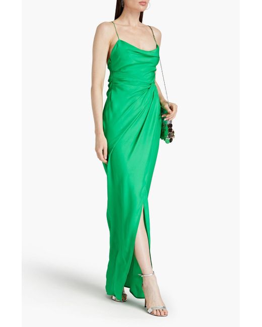GAUGE81 Green Shiroi drapiertes maxikleid aus seiden-twill mit wickeleffekt