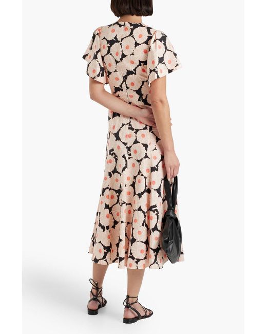 10 Crosby Derek Lam Orange Romilly Floral-print Stretch Cotton-poplin Midi Dress
