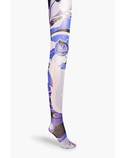 Emilio Pucci Blue Printed Tights