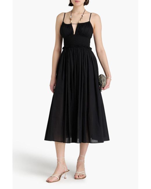 Maje Black Embellished Cotton Midi Dress