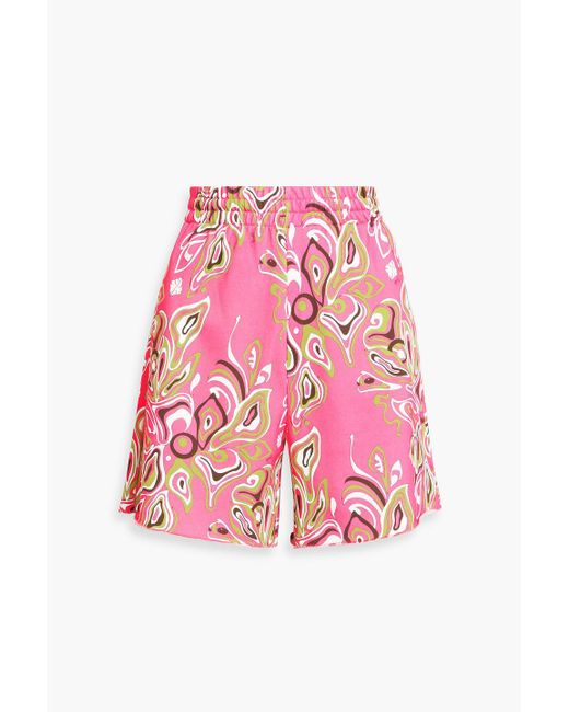 Emilio Pucci Pink Printed French Cotton-terry Shorts