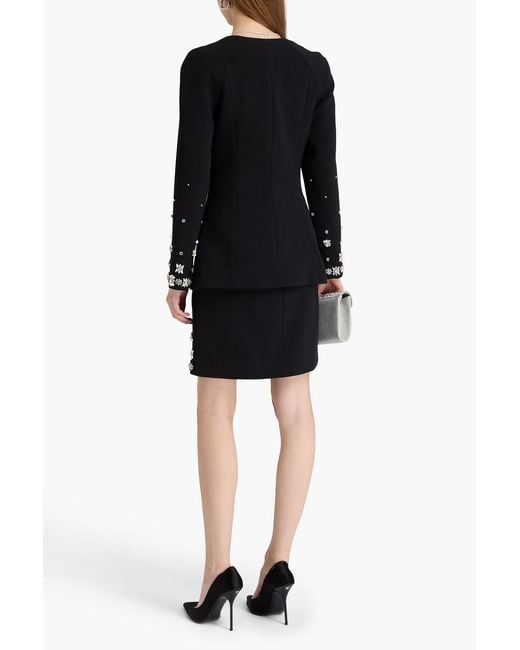 Huishan Zhang Black Crystal-embellished Crepe Jacket