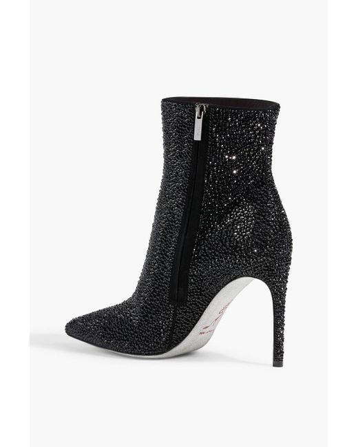 Rene Caovilla Black Virginie Crystal-embellished Suede Ankle Boots