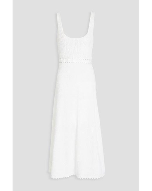 Claudie Pierlot White Scalloped Pointelle-knit Midi Dress