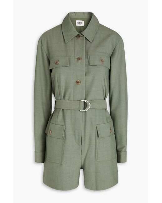 Claudie Pierlot Green Belted Twill Playsuit