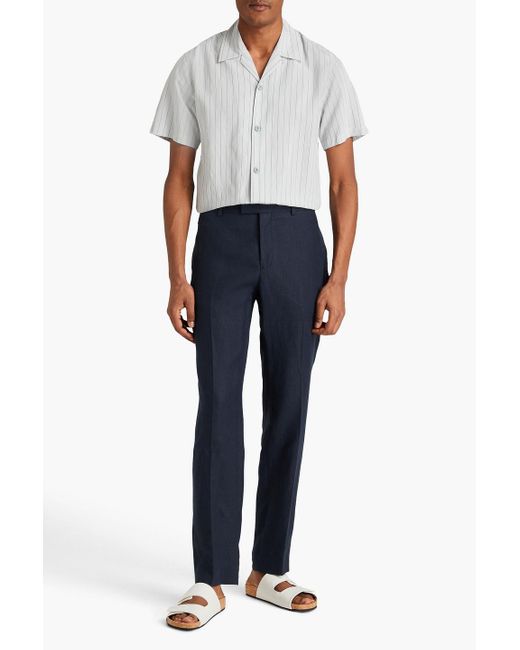 Sandro Blue Slim-fit Linen Suit Pants for men