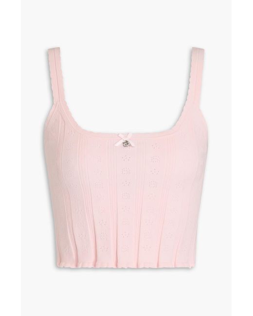 T By Alexander Wang Pink Pointelle-knit Tank