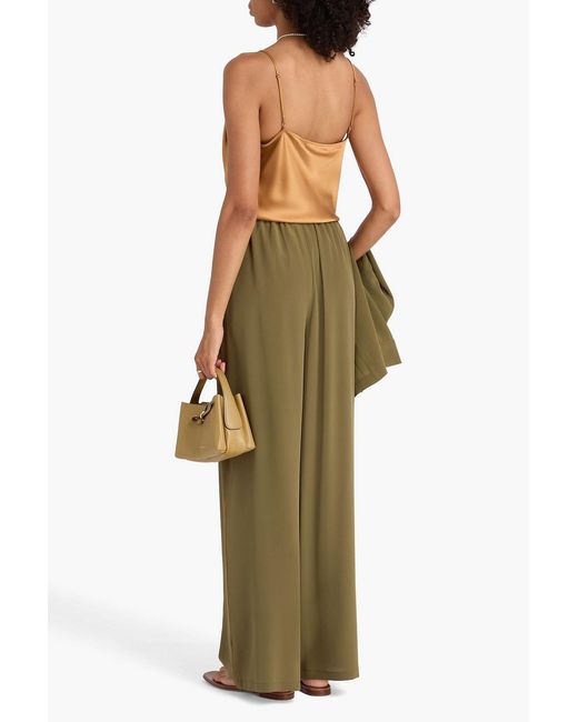 Max Mara Green Zigano Silk Crepe De Chine Wide-leg Pants