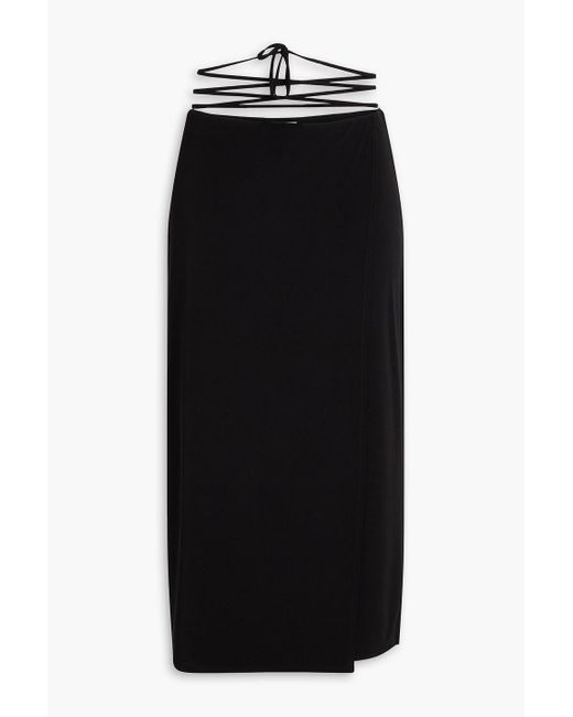 Vince Black Wrap-Effect Stretch-Jersey Midi Skirt
