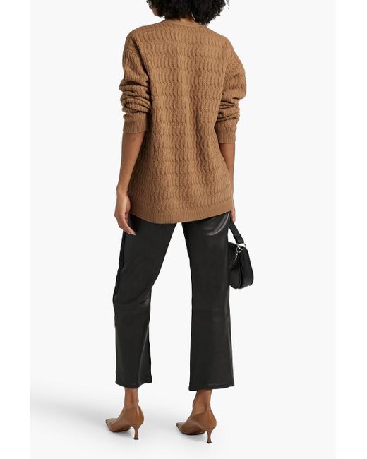 Theory Brown Cable-knit Wool And Cashmere-blend Cardigan
