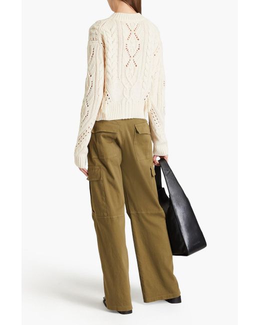Vince Natural Pullover aus einer merinowoll-kaschmirmischung mit zopfstrickmuster und fransen