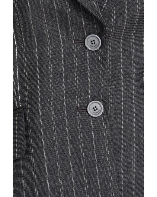 Jonathan Simkhai Black Billie Strapless Pinstriped Wool-blend Twill Bustier Top