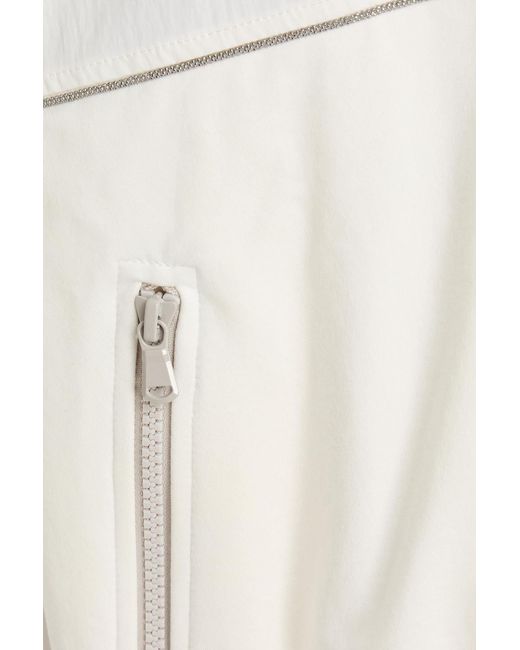 Brunello Cucinelli Natural Poplin-Paneled French Cotton-Blend Terry Jacket