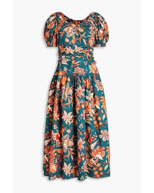 Ulla Johnson White Golda Cutout Printed Cotton-poplin Midi Dress