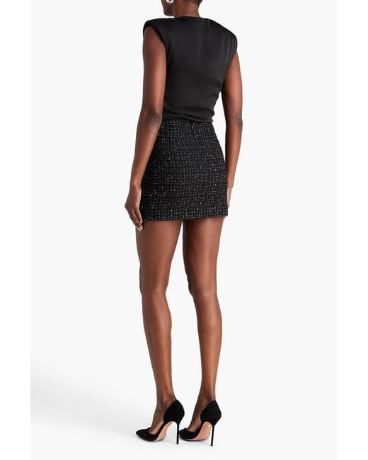 Anine Bing Black Mateo Metallic Bouclé-Tweed Mini Skirt