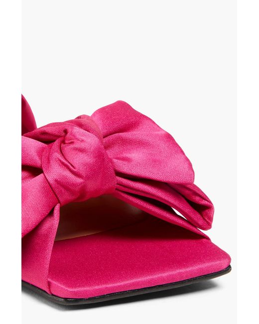 Ganni Pink Bow-detailed Satin Slingback Sandals