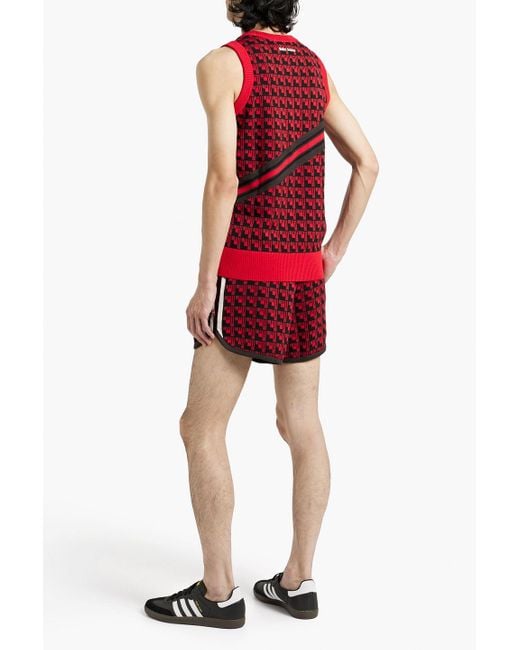 Adidas Originals Red Embroide Jacquard-knit Shorts for men