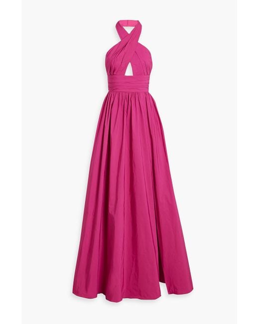 Marchesa Pink Cutout Taffeta Halterneck Gown