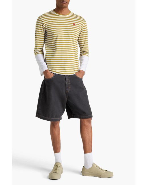 Comme des Garçons Natural Appliquéd Striped Cotton-jersey T-shirt for men