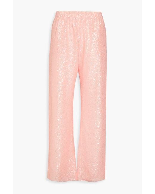 Stine Goya Pink Fatou Sequined Tulle Wide-leg Pants