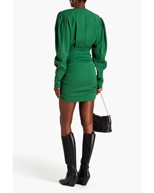 Isabel Marant Green Stella Pleated Lyocell-blend Mini Dress