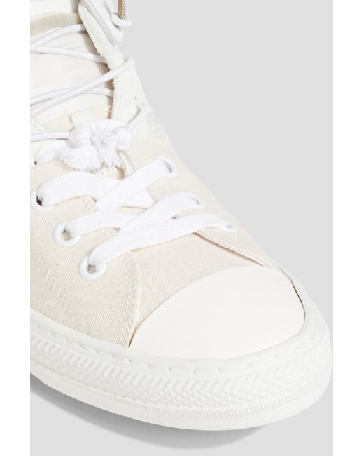 Maison Margiela White Evolution Leather, Suede And Canvas High-top Sneakers for men