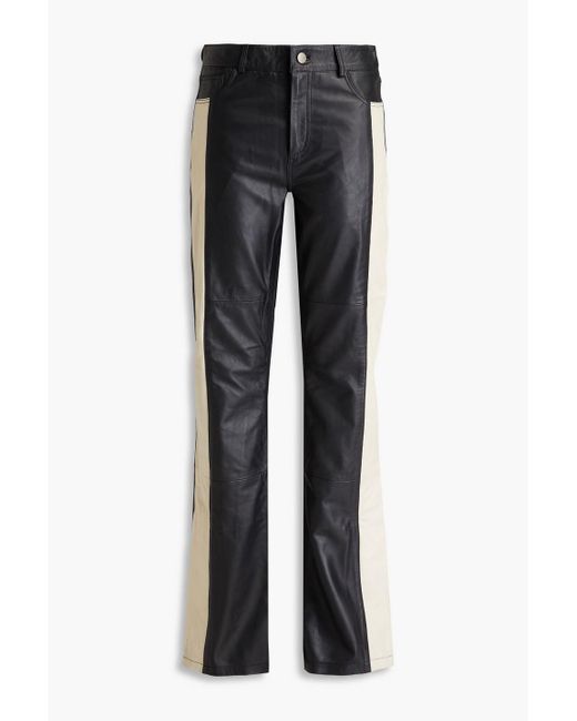 Deadwood Black Prance Two-tone Leather Flared Pants