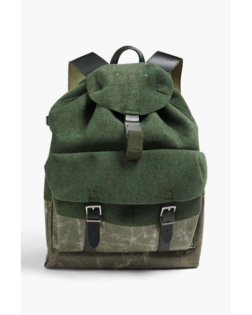 Maison Margiela Green Crinkled Coated Felt Backpack for men